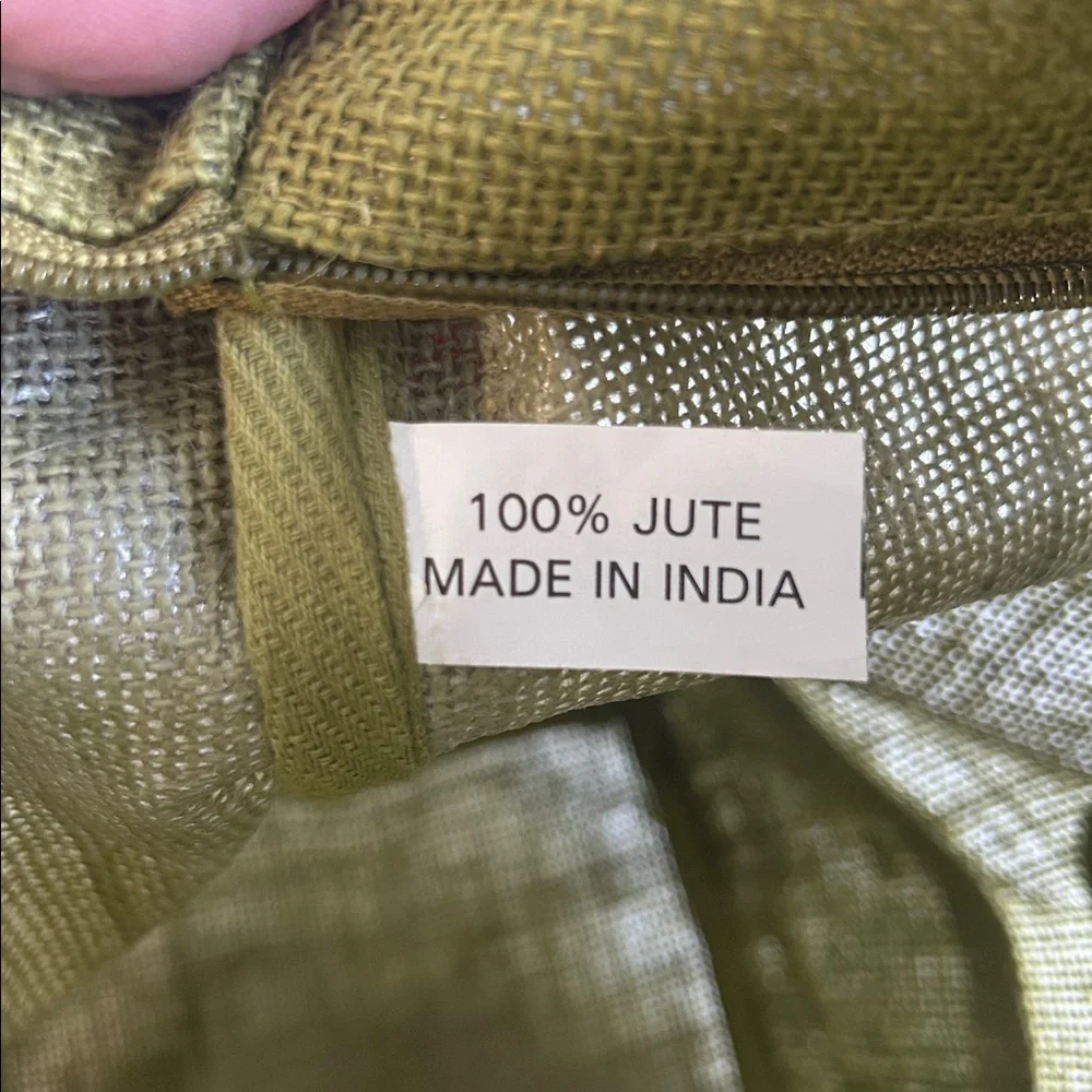NWOT Ballard Jute Tote Bag in Green with ‘Tutto’ Embroidered Design